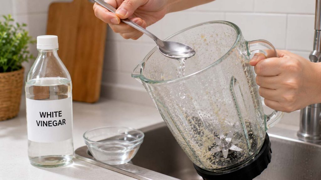 Dùng giấm trắng làm sạch cặn bám trong máy xay sinh tố