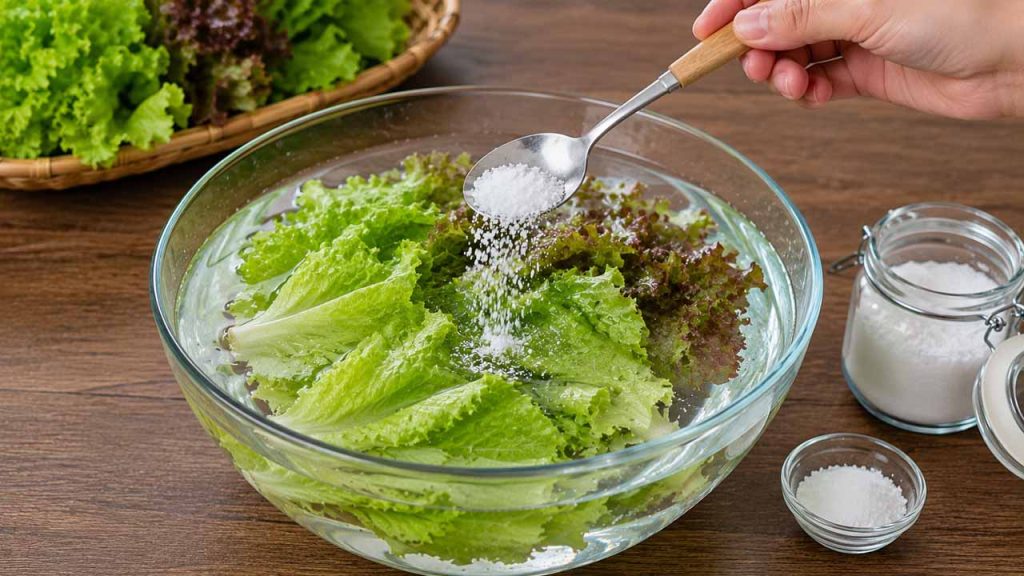 Ngâm rau với nước muối loãng đúng cách trước khi chế biến