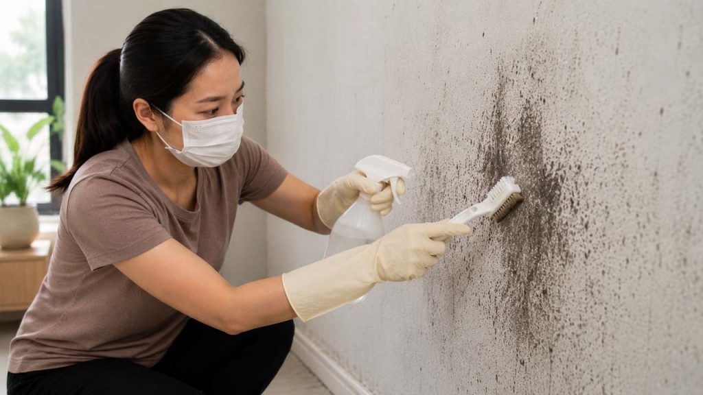 Dùng oxy già xử lý vết nấm mốc cứng đầu