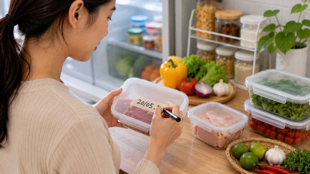 Ghi ngày mở bao bì thực phẩm