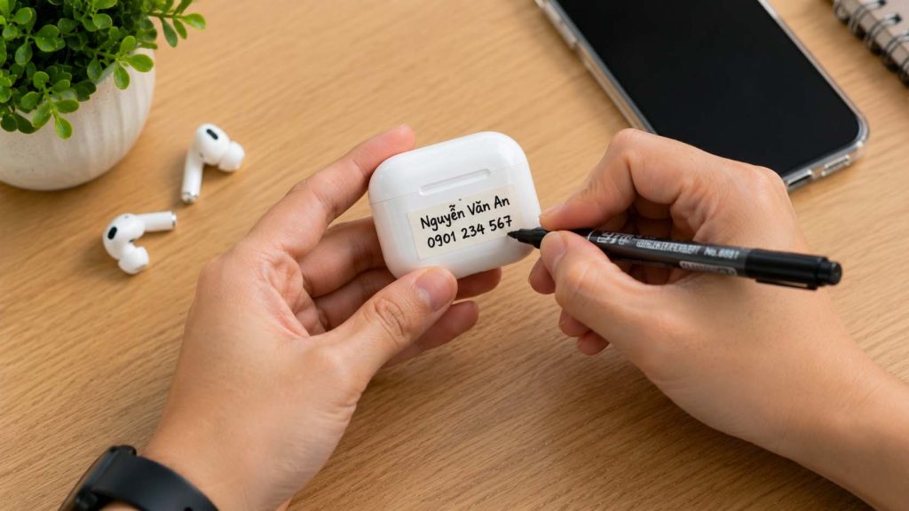 Ghi thông tin liên hệ lên hộp tai nghe Bluetooth