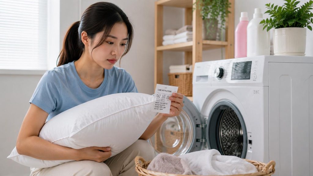 Giặt gối đúng hướng dẫn của nhà sản xuất