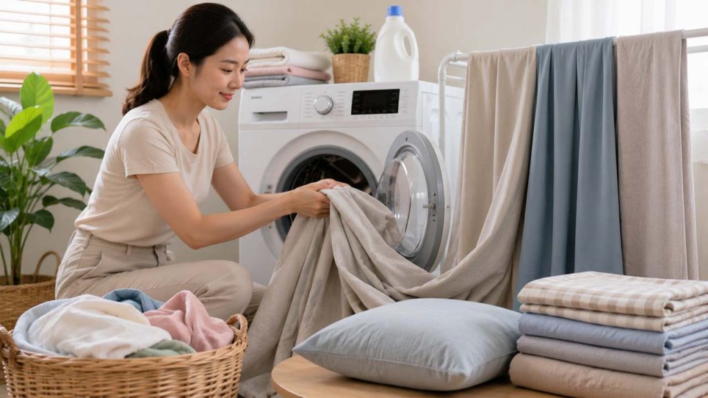 Giặt rèm cửa, vỏ gối và các loại vải giúp loại bỏ mùi thuốc lá