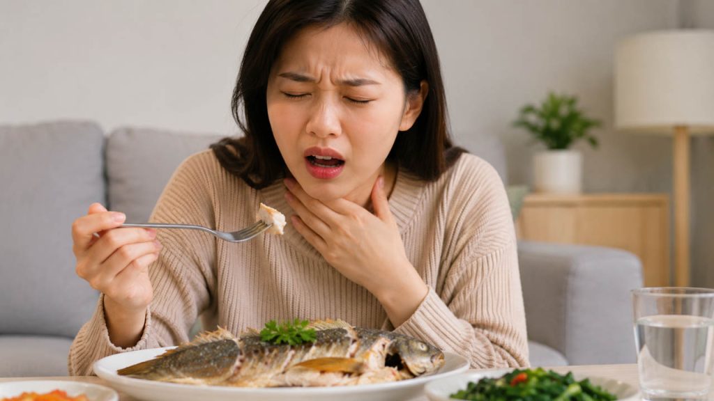Giữ bình tĩnh khi bị mắc xương cá