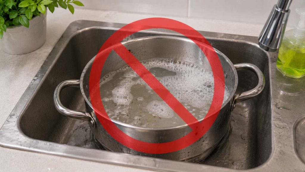 Hạn chế ngâm nồi inox quá lâu trong nước