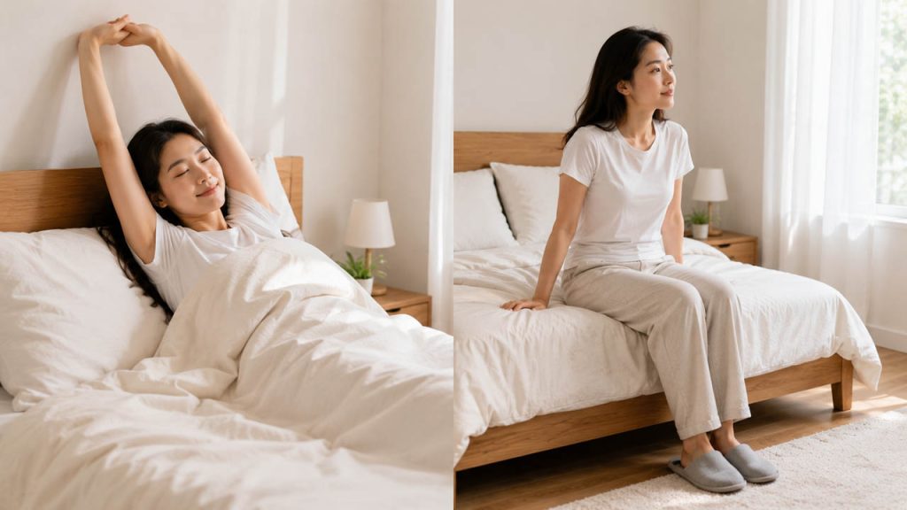 Ngồi dậy từ từ vào buổi sáng để giảm cảm giác hoa mắt