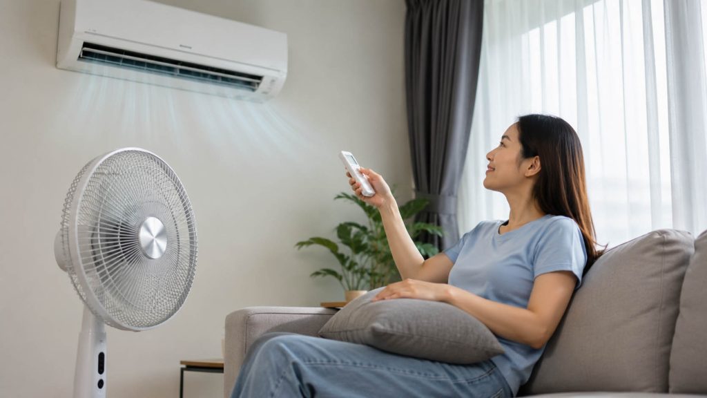 Kết hợp quạt điện với điều hòa giúp tiết kiệm điện