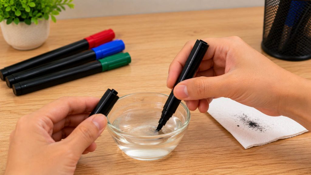 Khắc phục khi bút lông bắt đầu khô mực