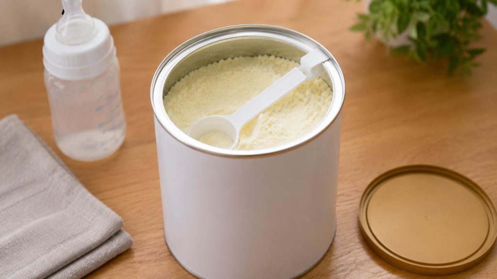Muỗng lấy sữa không nên để chìm trong hộp sữa