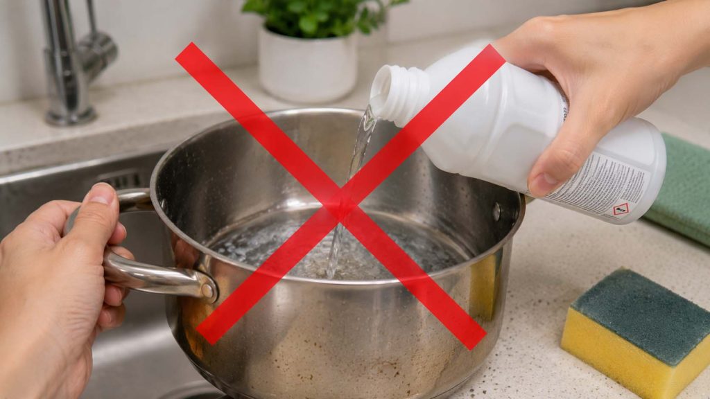 Không sử dụng chất tẩy rửa có tính ăn mòn mạnh cho nồi inox