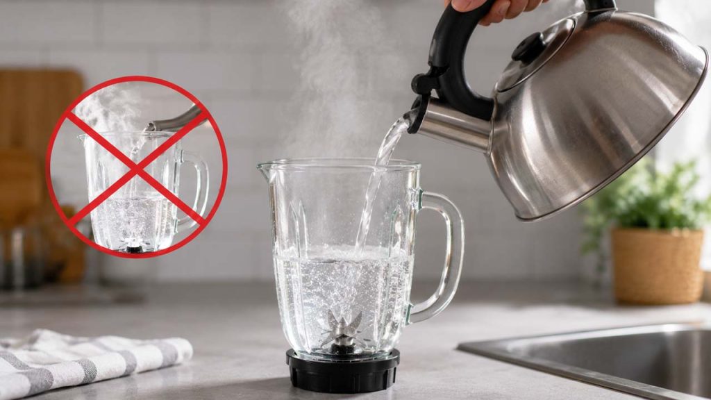 Dùng nước ấm ngay sau khi xay giúp vệ sinh máy xay dễ hơn