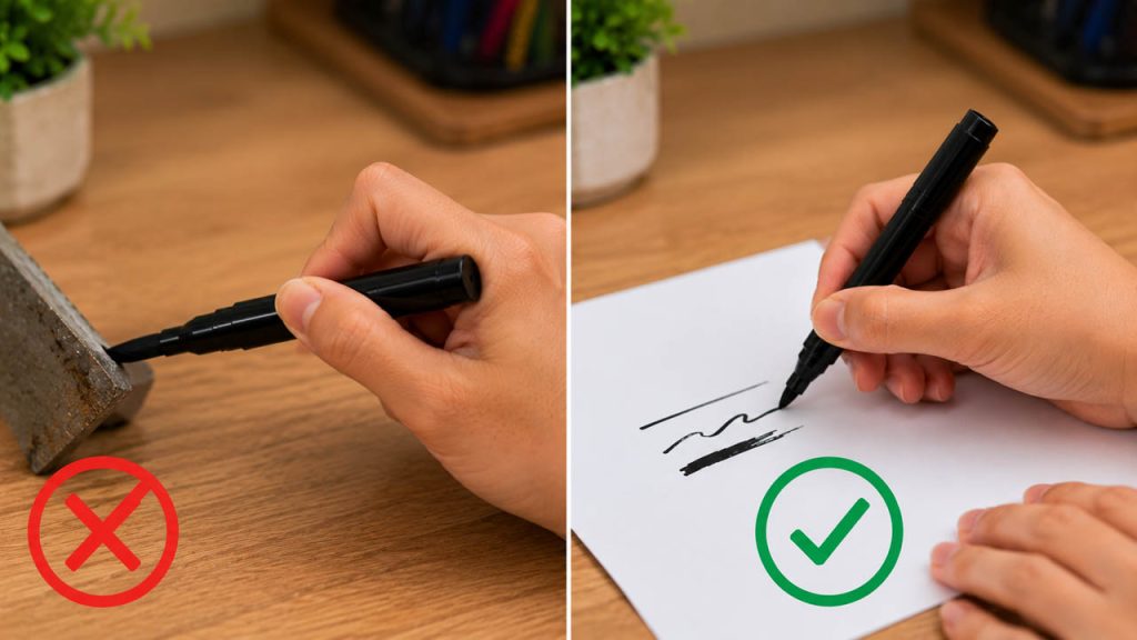 Không dùng bút lông sai mục đích để tránh hư đầu bút