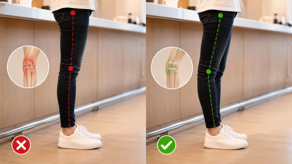 Không khóa cứng đầu gối khi đứng