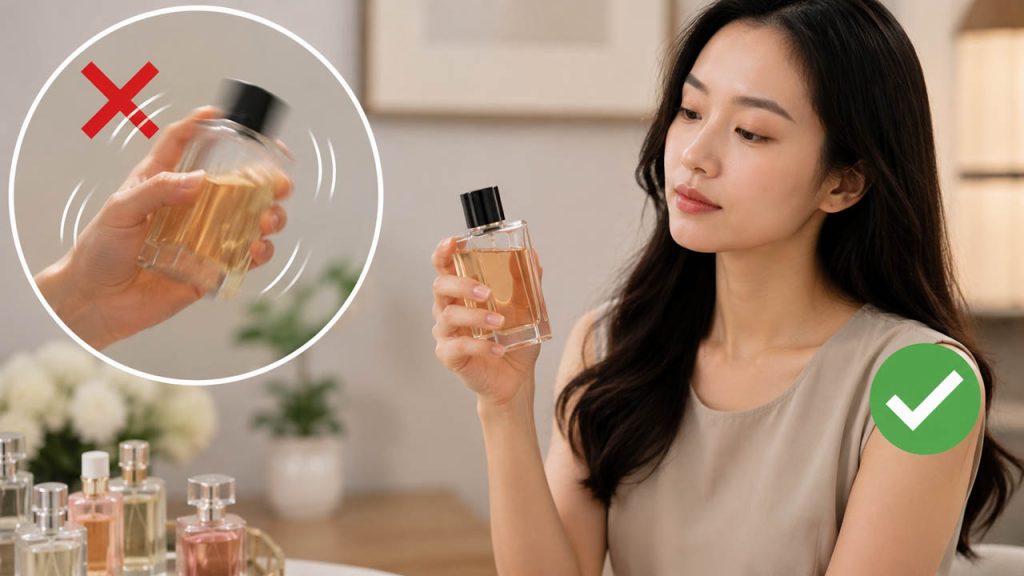 Không lắc chai nước hoa