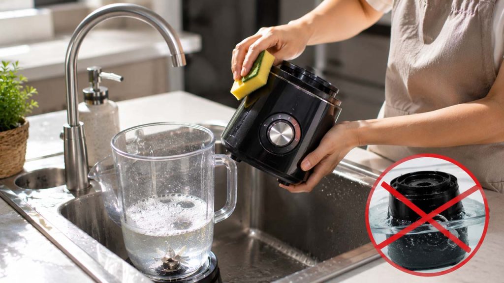 Không ngâm phần động cơ máy xay sinh tố vào nước