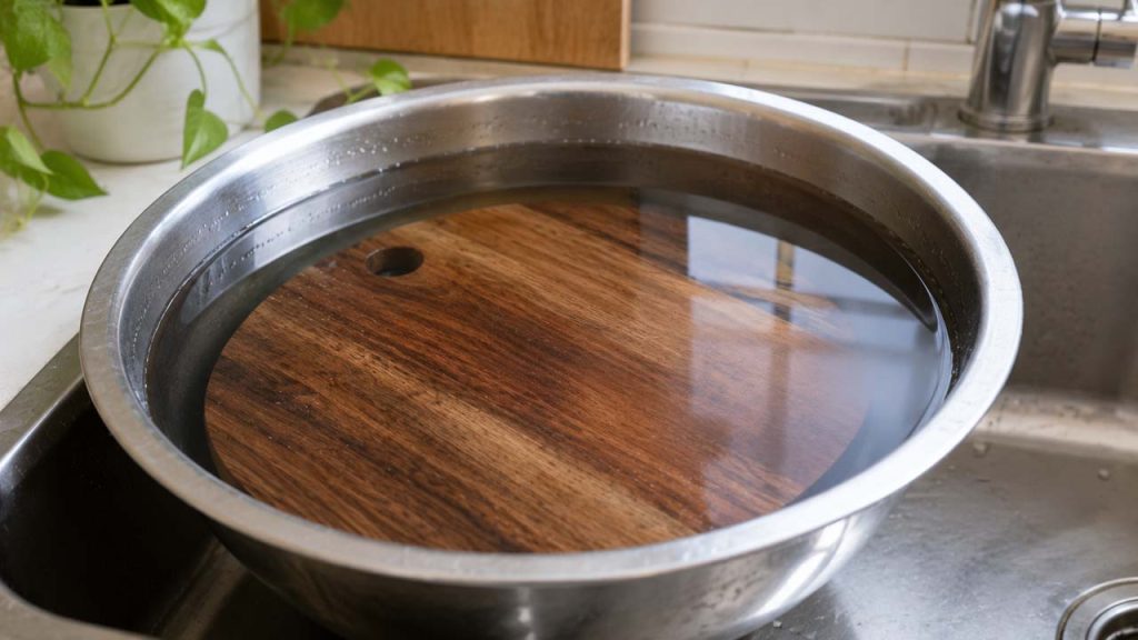 Không ngâm thớt gỗ trong nước quá lâu