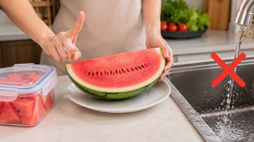 Không rửa dưa hấu sau khi đã cắt
