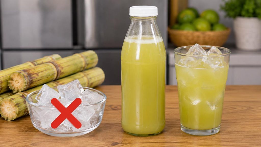 Bảo quản nước mía nguyên chất và chỉ thêm đá ngay trước khi uống