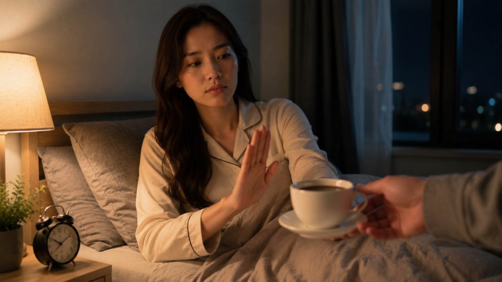 Không uống cà phê hoặc trà đặc vào buổi tối để tránh khó ngủ