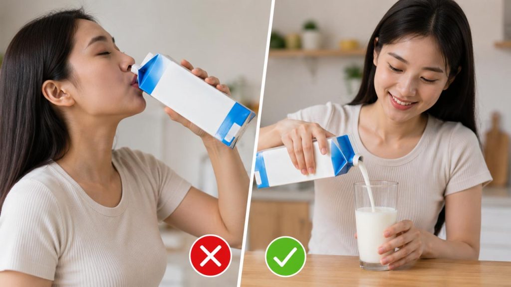 Không uống trực tiếp từ hộp sữa