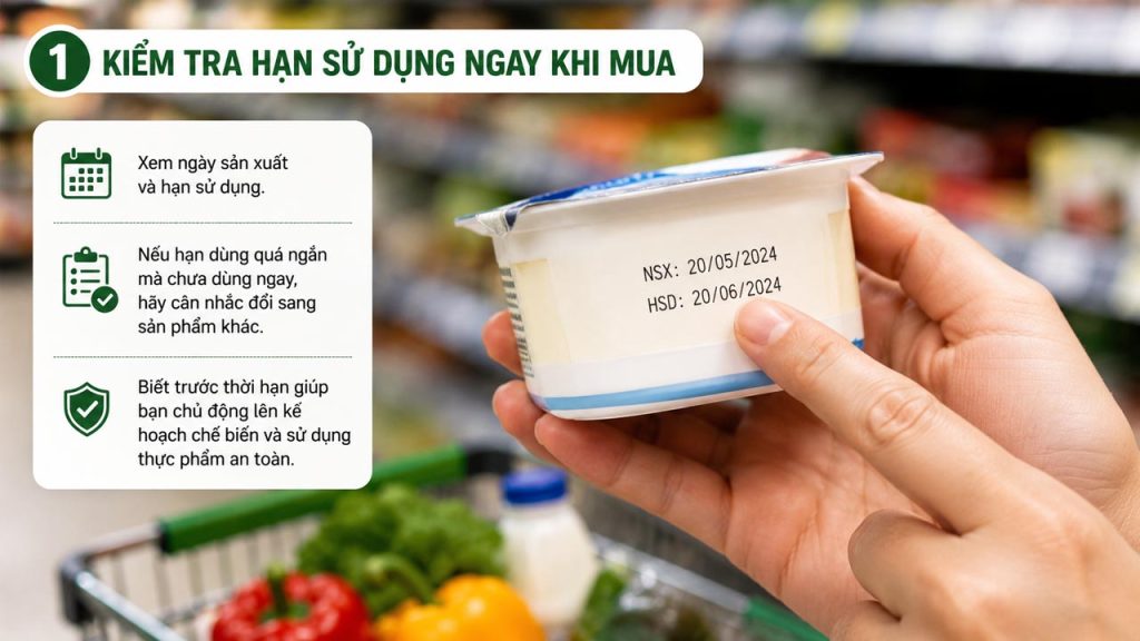 Kiểm tra hạn sử dụng thực phẩm ngay khi mua