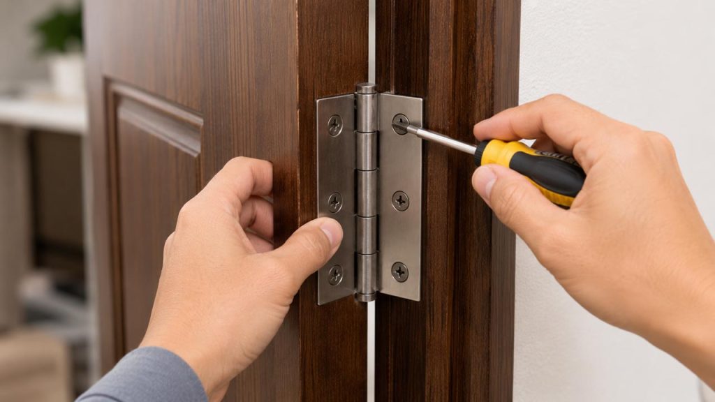 Kiểm tra và siết chặt ốc vít bản lề cửa