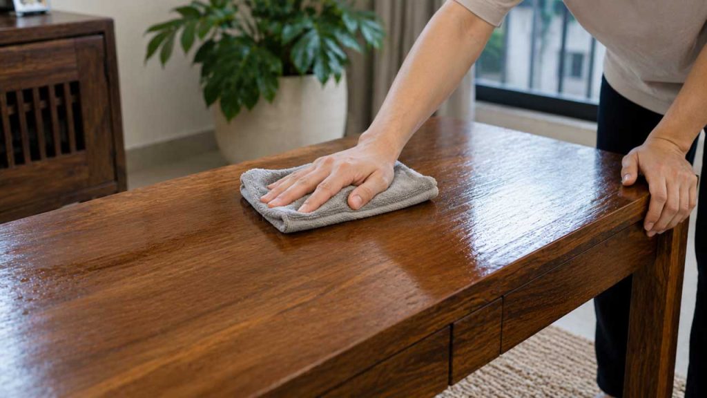 Lau chùi bằng khăn mềm và khô vừa phải