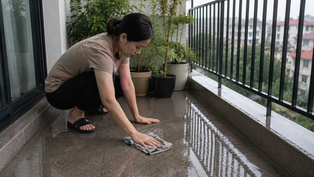Lau khô ban công sau những cơn mưa lớn