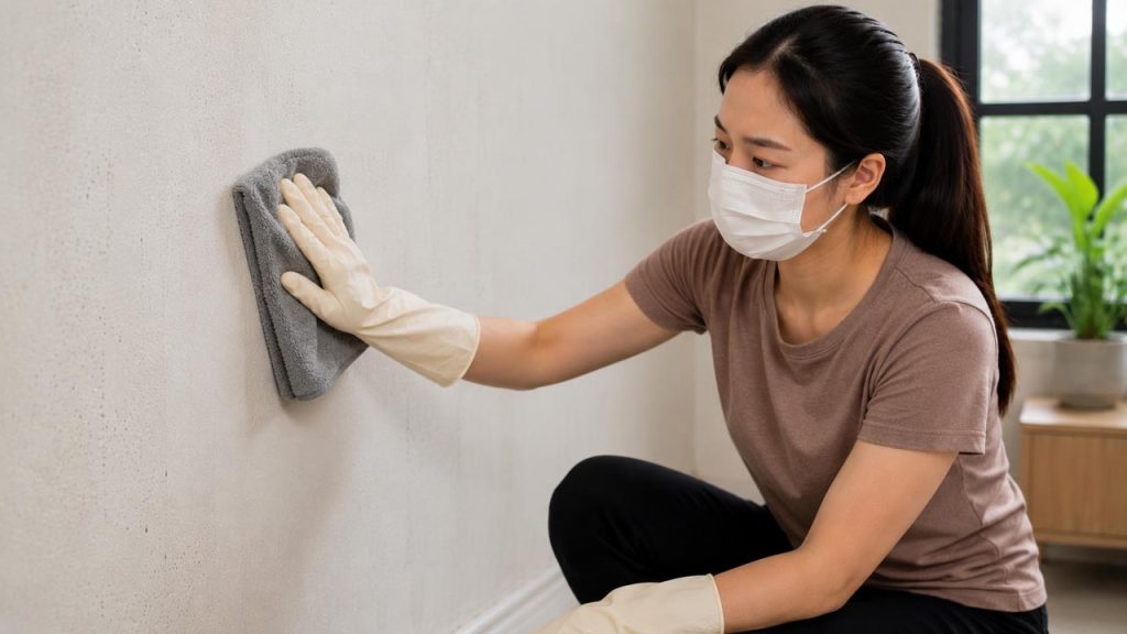 Lau khô hoàn toàn sau khi vệ sinh tường bị mốc