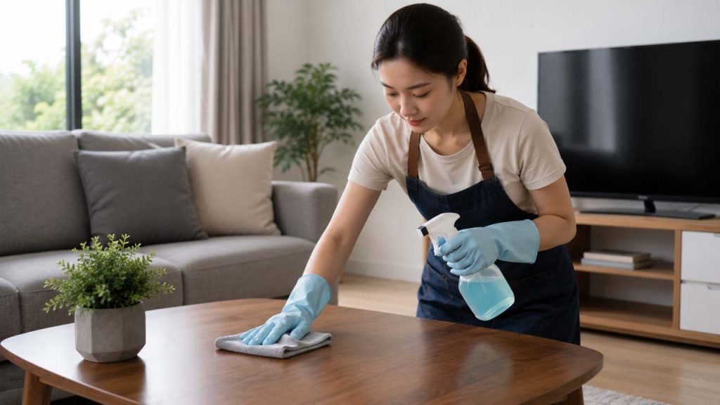 Lau sạch bàn ghế và các bề mặt giúp giảm mùi thuốc lá