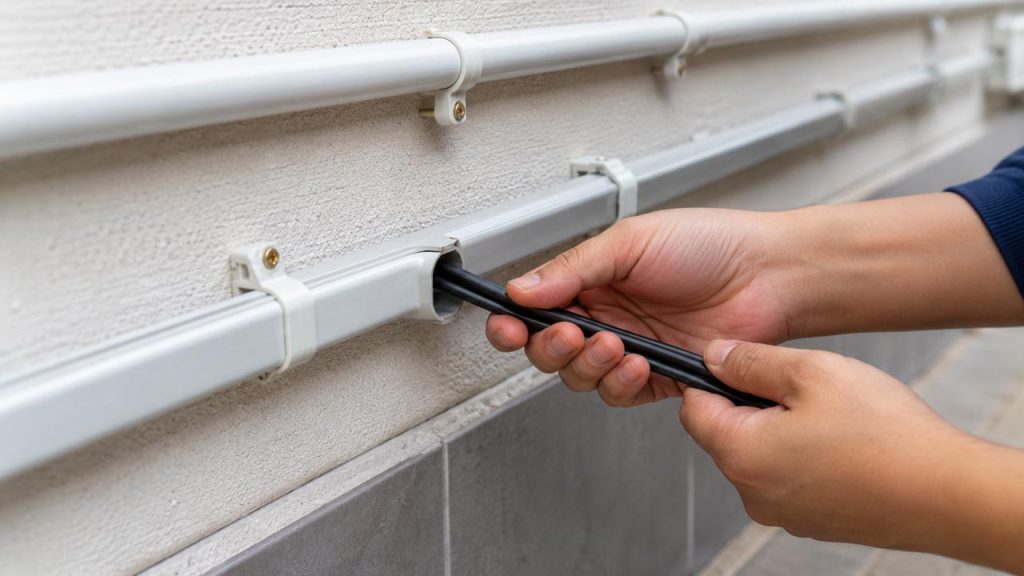 Luồn dây điện vào ống bảo vệ chống chuột cắn