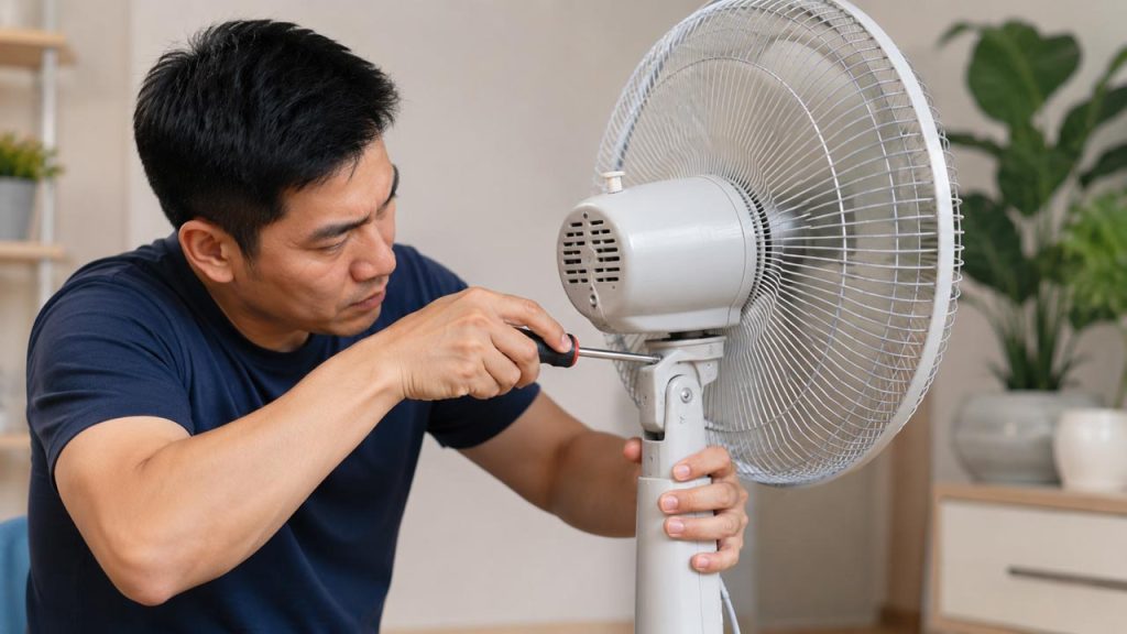 Siết chặt các ốc vít của quạt điện