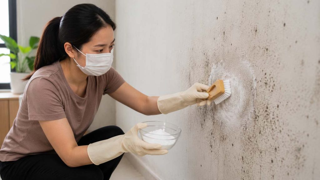 Sử dụng baking soda để làm sạch tường bị nấm mốc