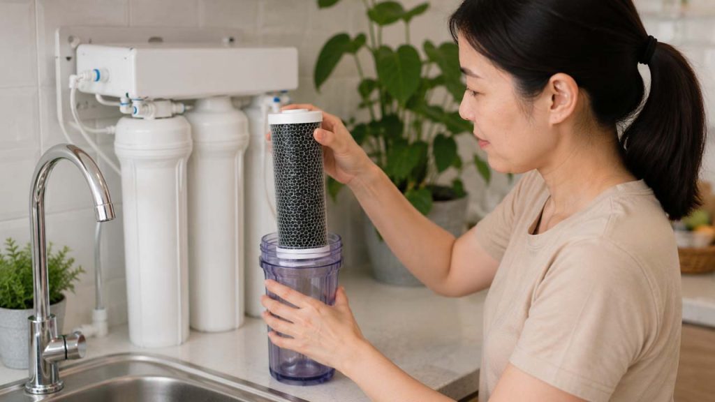 Sử dụng bộ lọc than hoạt tính để khử mùi clo trong nước máy
