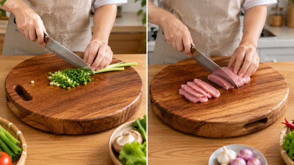Sử dụng cả hai mặt của thớt gỗ