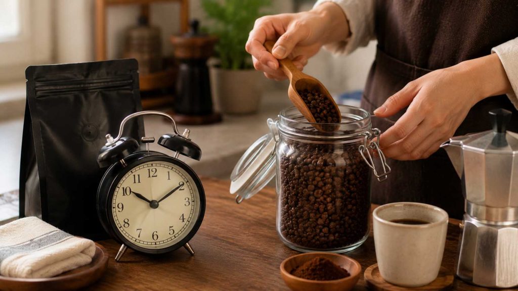 Sử dụng cà phê rang xay trong thời gian phù hợp để giữ hương thơm
