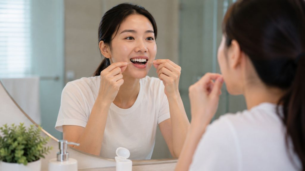 Sử dụng chỉ nha khoa làm sạch kẽ răng sau bữa ăn