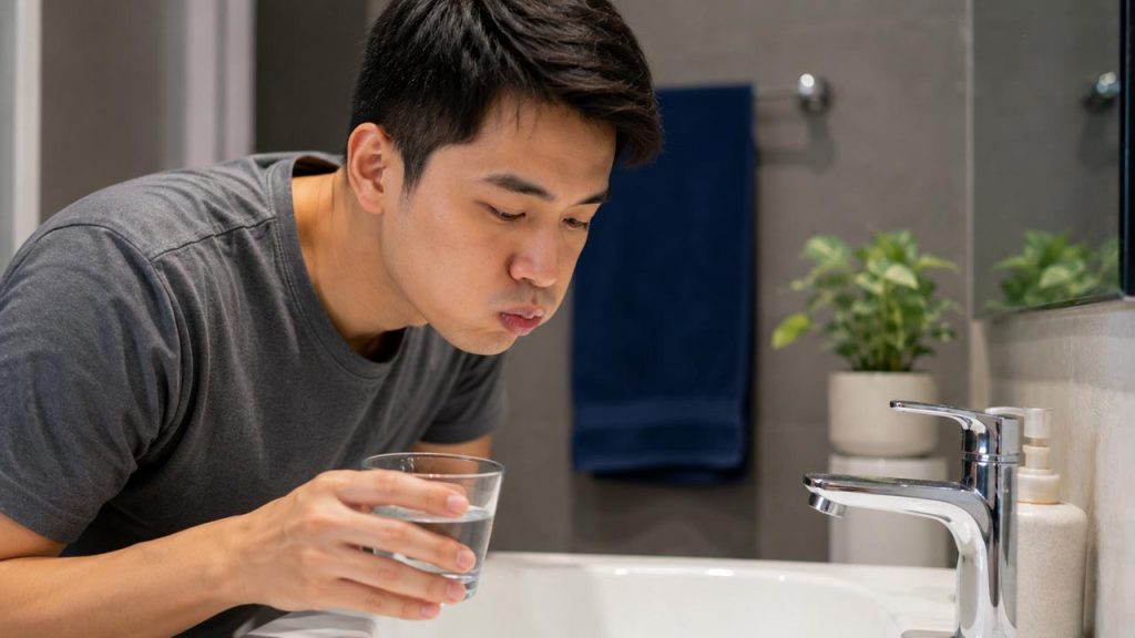 Súc miệng bằng nước lạnh giúp giảm nấc cụt