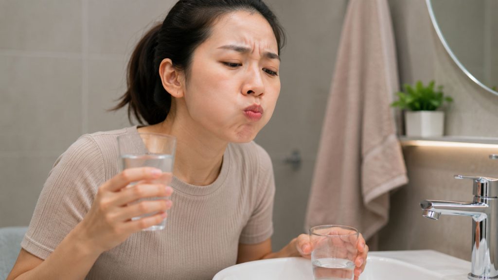 Súc miệng nước muối khi bị mắc xương cá