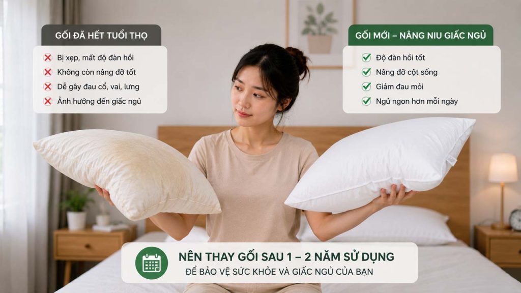 Thay gối khi đã hết tuổi thọ