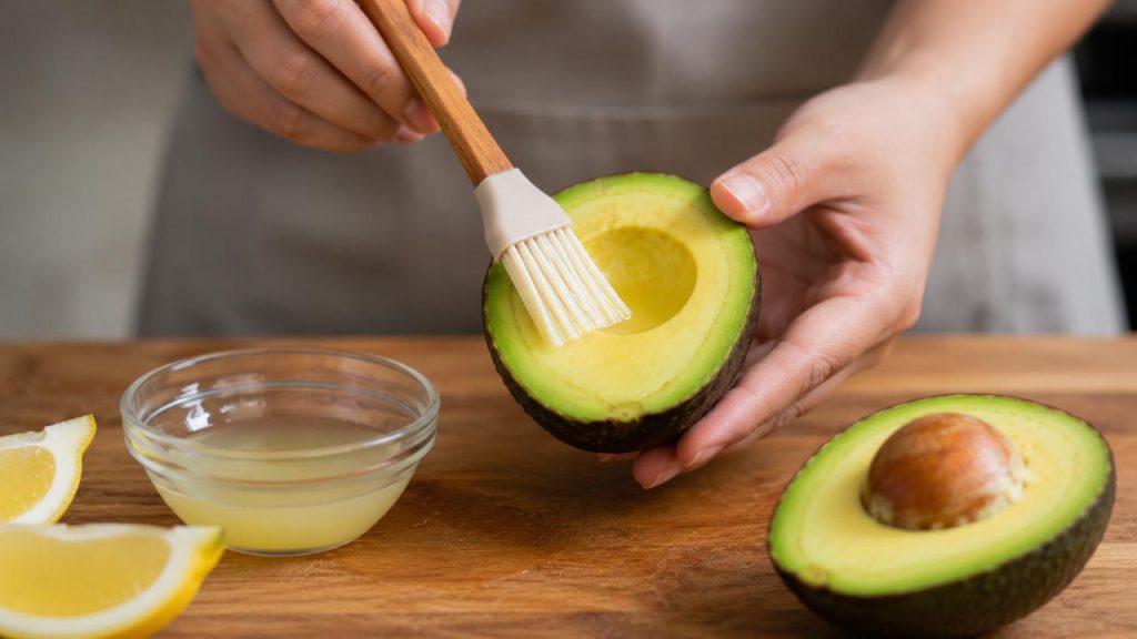 Thoa một lớp nước cốt chanh lên bề mặt bơ