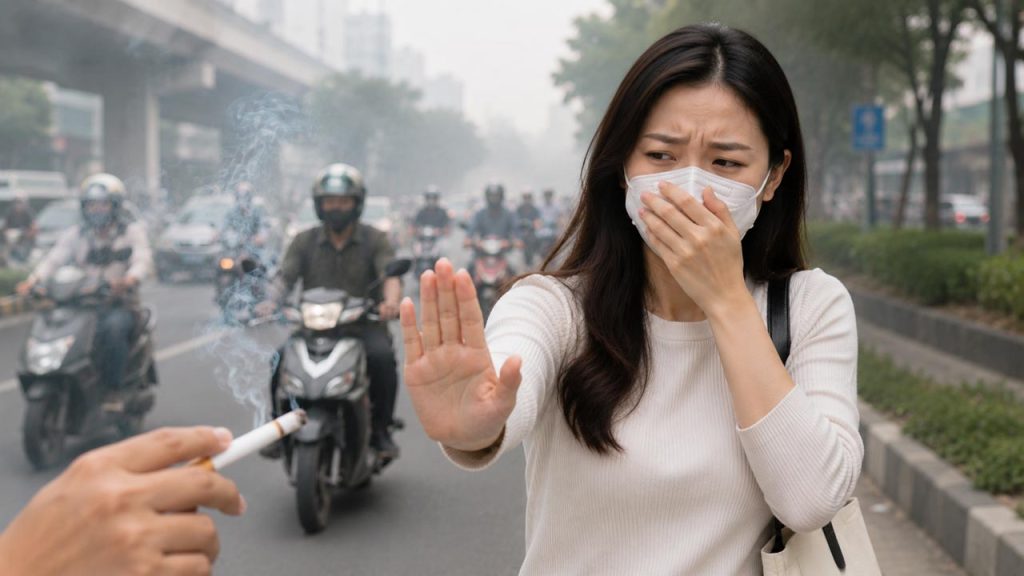 Tránh khói thuốc và bụi bẩn khi bị ho