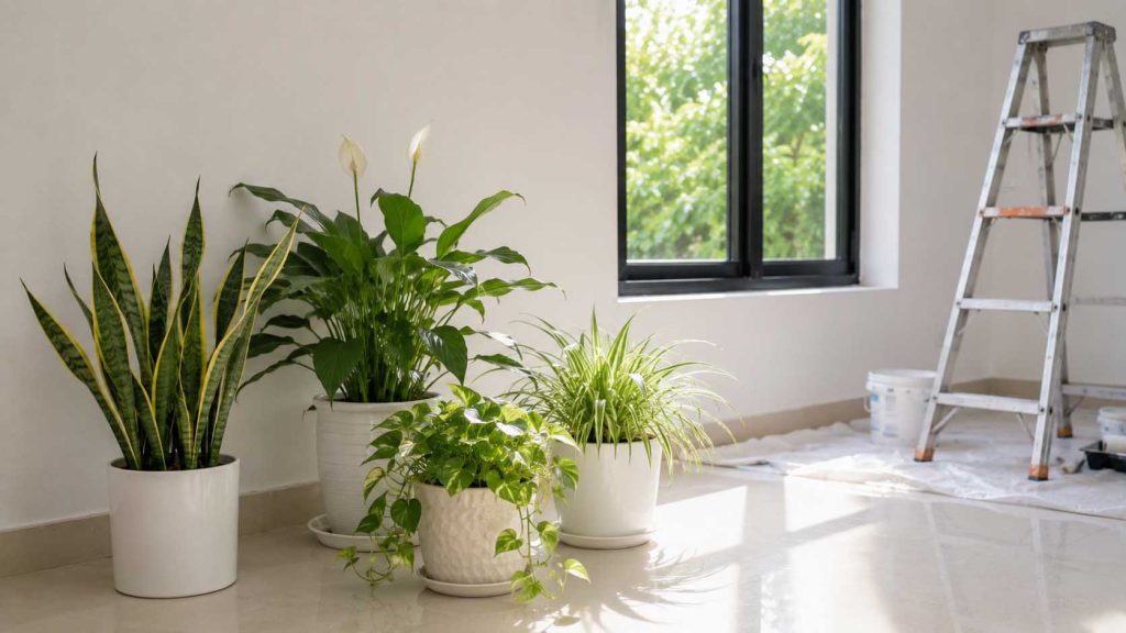 Đặt cây xanh trong nhà giúp cải thiện không khí sau khi sơn