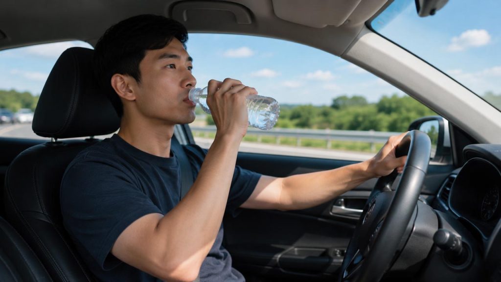 Uống đủ nước khi lái xe đường dài