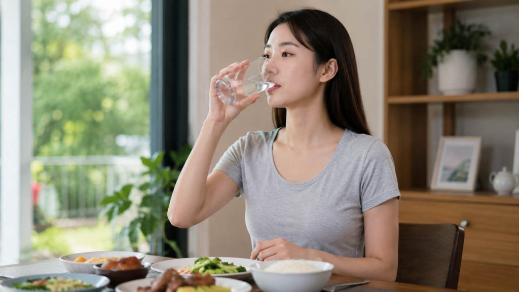 Uống một ly nước ngay sau bữa ăn giúp hơi thở thơm mát