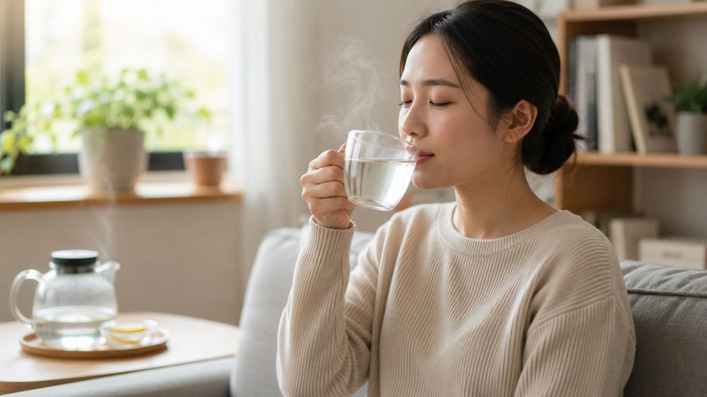 Uống nhiều nước ấm giúp giảm ho nhẹ