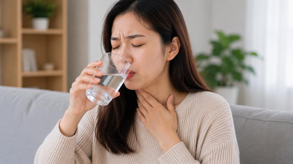 Uống từng ngụm nước nhỏ khi bị mắc xương cá