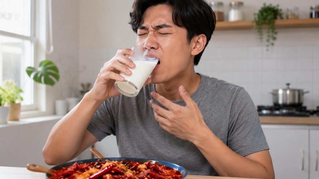 Uống sữa giúp giảm cay miệng sau khi ăn nhầm ớt