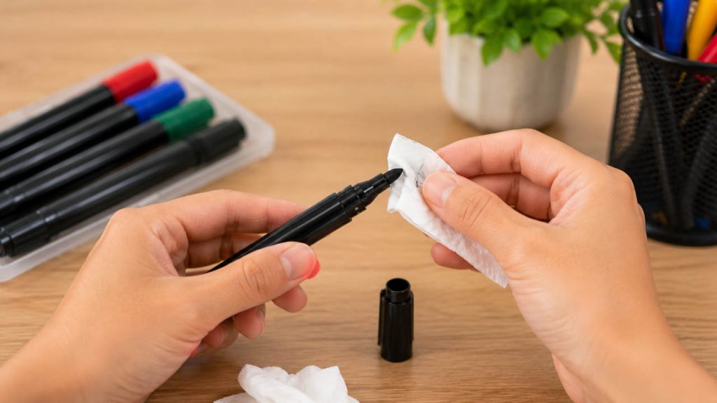 Vệ sinh đầu bút lông khi bị bám bụi