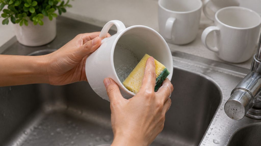Vệ sinh định kỳ giúp cốc sứ luôn trắng sáng